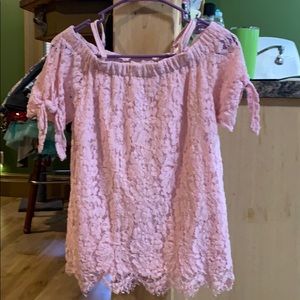 No Boundaries Off-the-Shoulder Pink Blouse